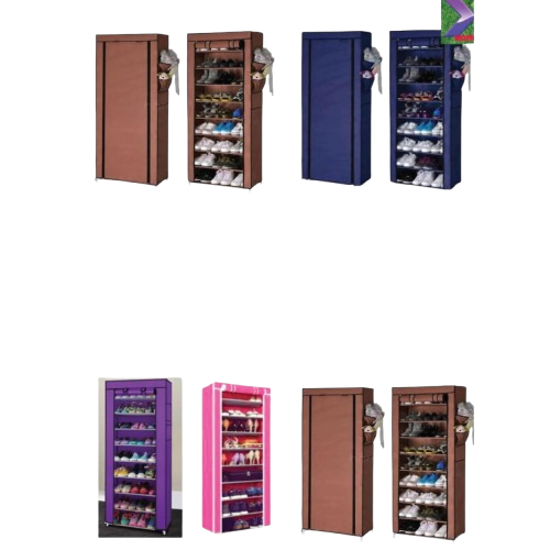 10 Layers Free Standing Shoe Rack Organizer With Cover