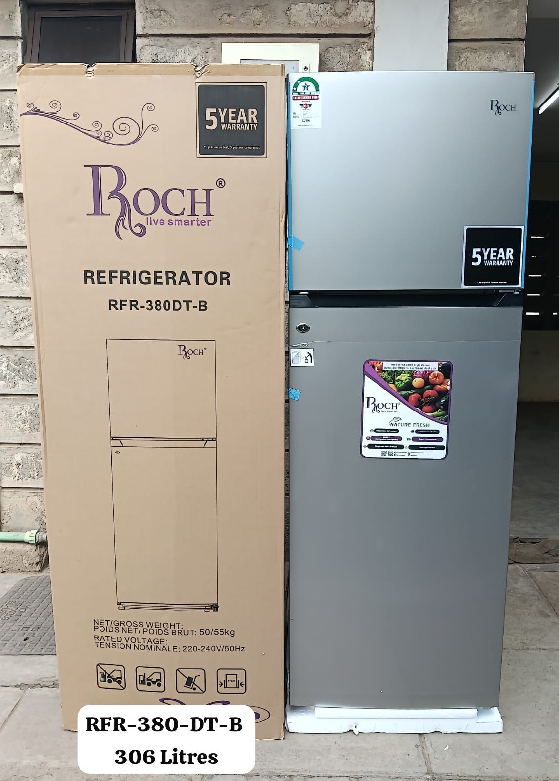 Roch 306 Litres RFR-380-DT-B Double Door Refrigerator