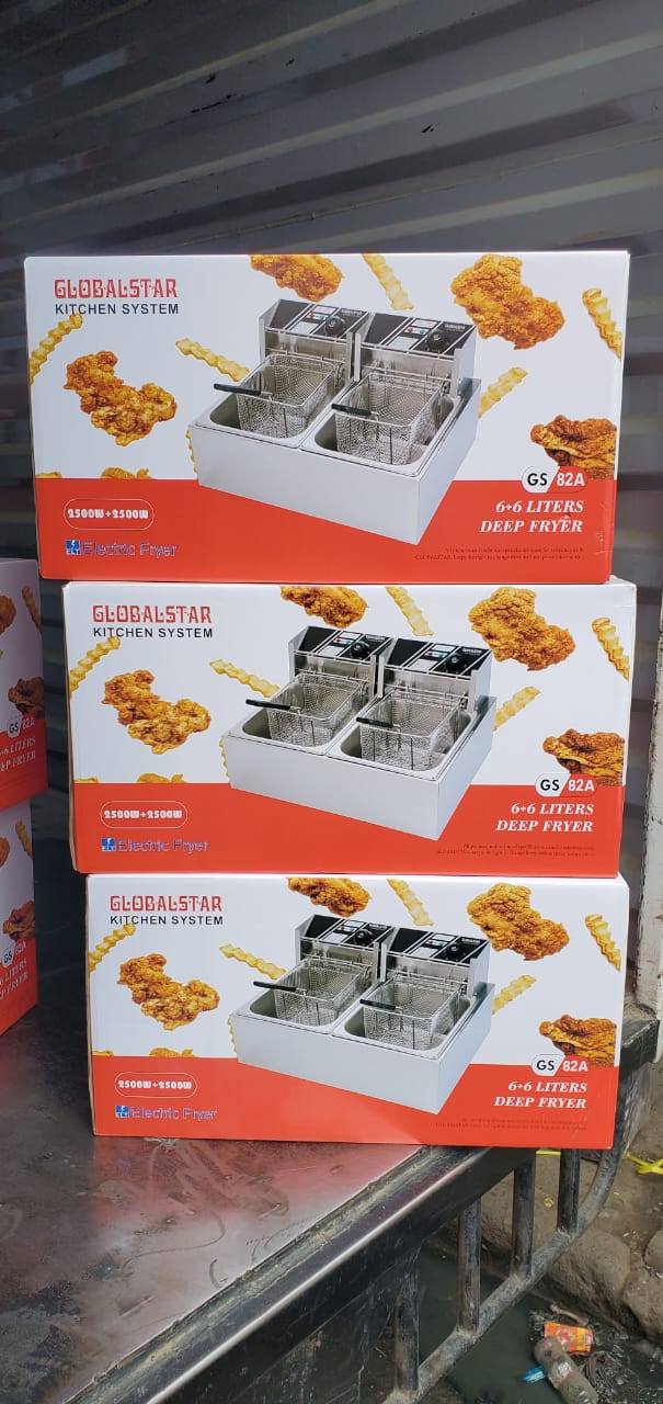 Globalstar Double Tank 6+6 Litres Chips/Chicken Stainless Steel Double Deep Fryer