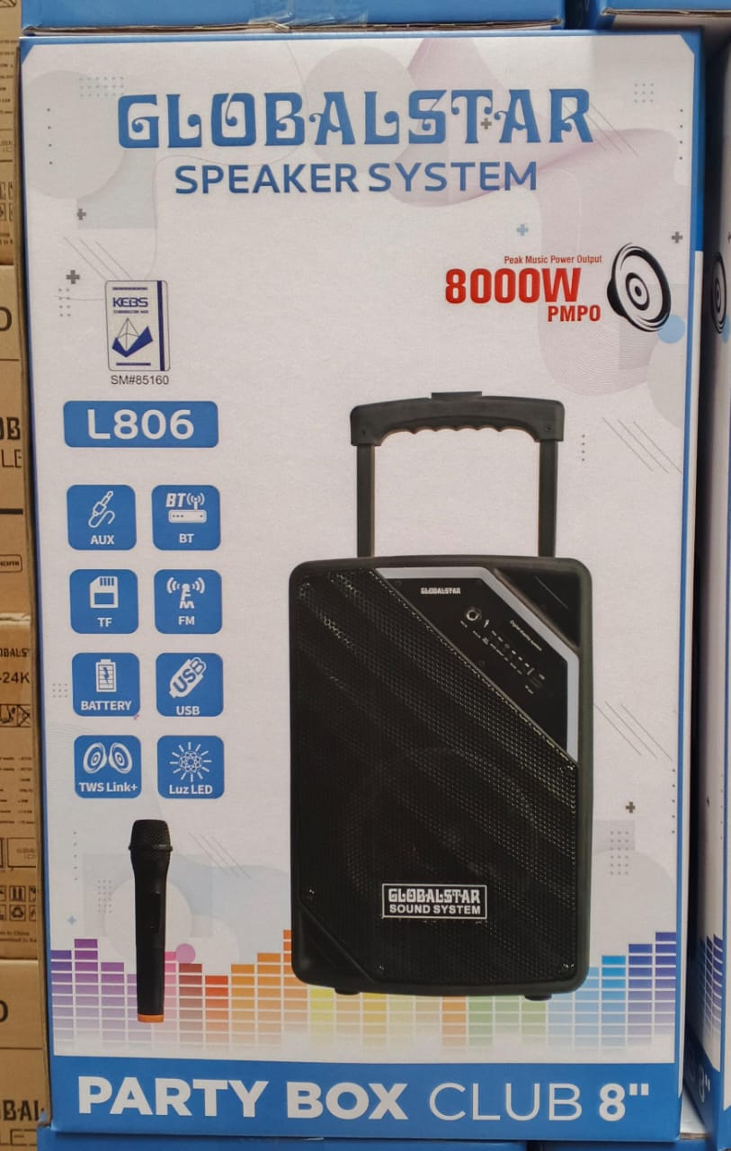 Globalstar Portable Club 8 Inches Trolley Portable Speaker